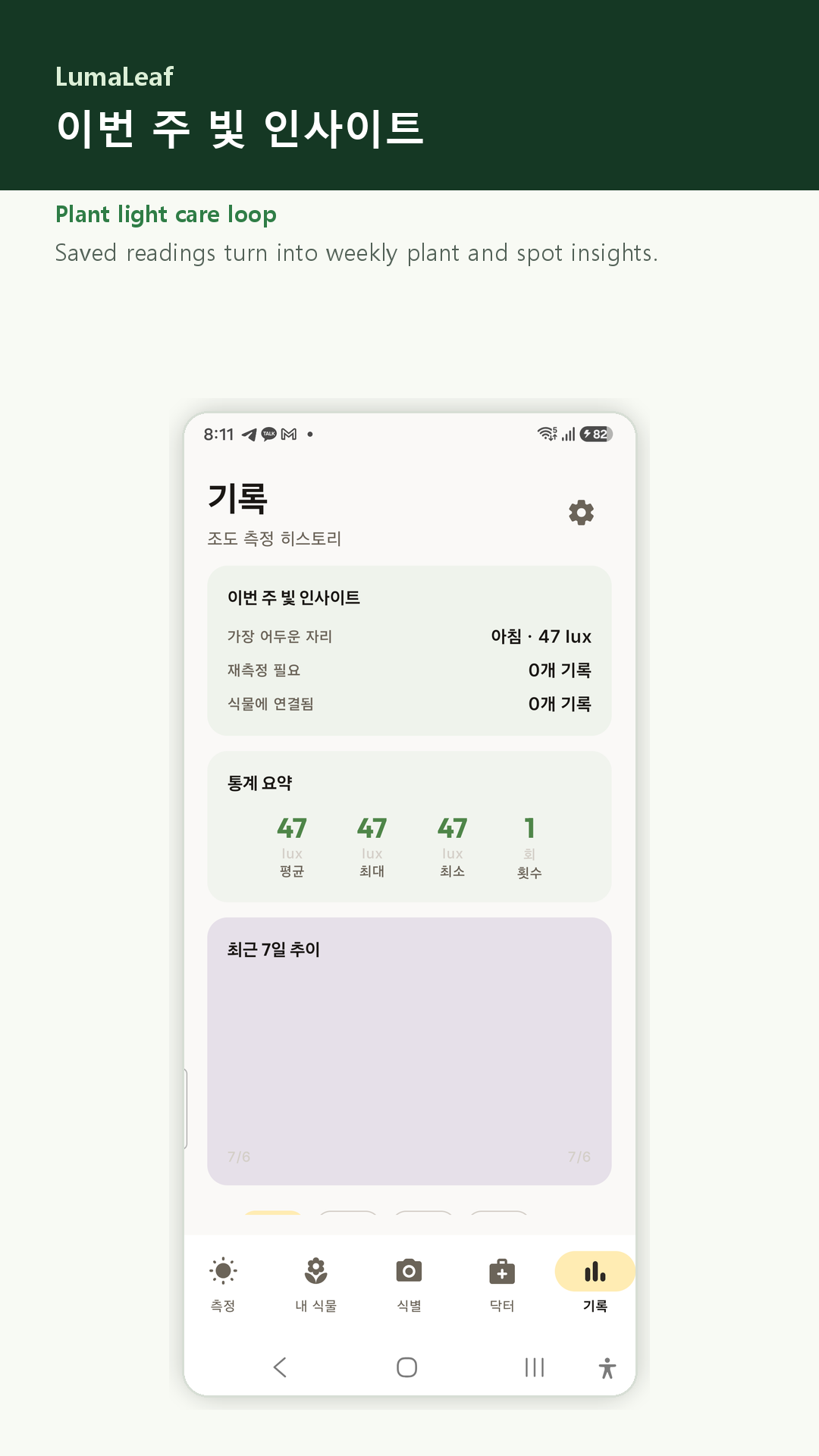 주간 빛 인사이트와 측정 기록